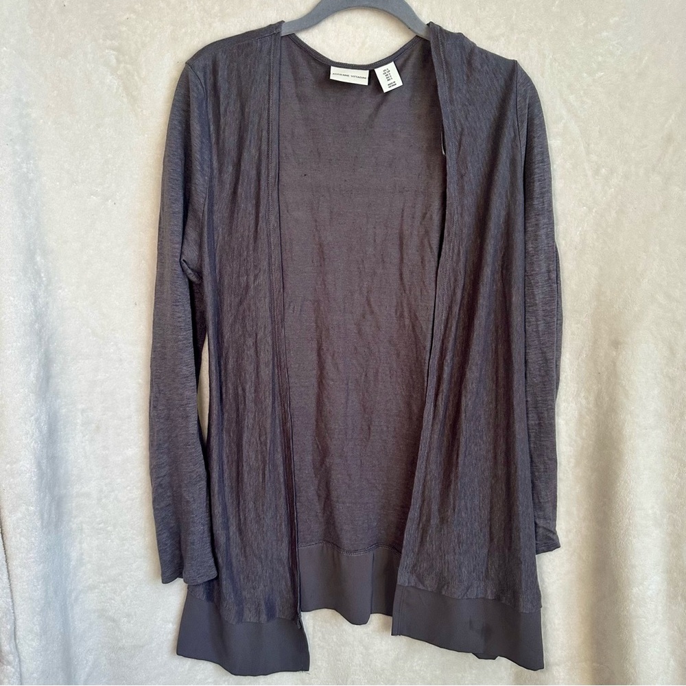 Adrienne‎ Vittadini Gray Slinky Linen Open Front  Cardigan Size Small